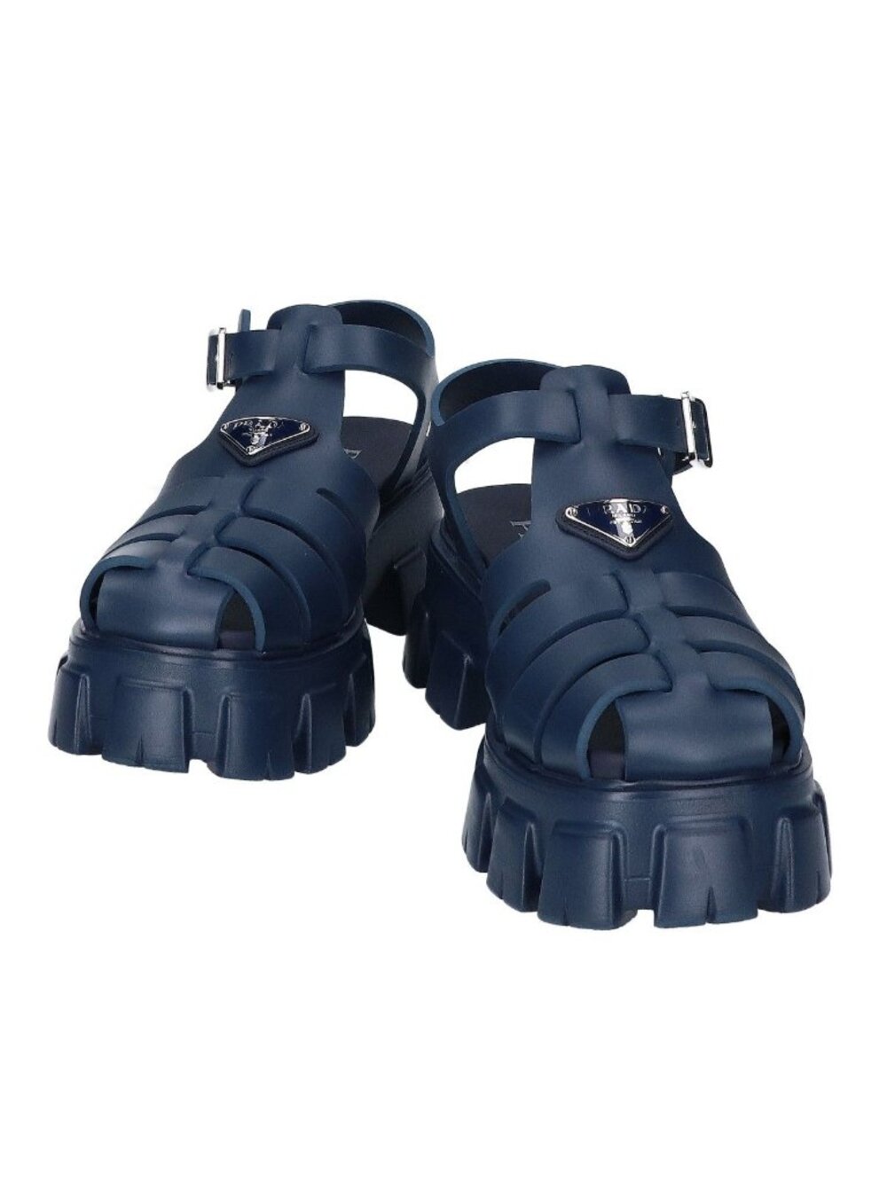 Prada Navy Monolith Rubber Sandals Gurkha